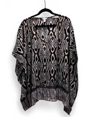 Chico's Ikat Print Sequin Beaded Hem Tunic — Size L/XL